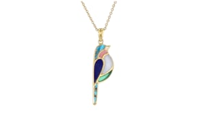 Multi-Gemstone Bird Pendant Necklace in 18kt Gold Over Sterling