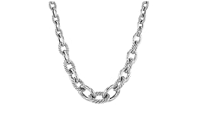 Sterling Silver Alternating Twisted Oval-Link Necklace