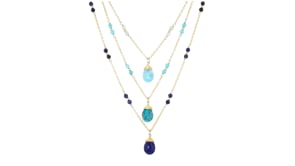 Multi-Gemstone Three-Strand Layered Necklace in 18kt Gold Over Sterling
