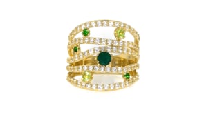 2.00 ct. t.w. Multi-Gemstone Highway Ring in 18kt Gold Over Sterling