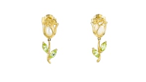 Mother-of-Pearl and .50 ct. t.w. Peridot Flower Drop Earrings in 18kt Gold Over Sterling