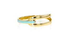 Turquoise Enamel Interlocking Ring in 10kt Yellow Gold