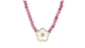 Mother-of-Pearl and .20 ct. t.w. Yellow Sapphire Daisy Bead Charm in 18kt Gold Over Sterling