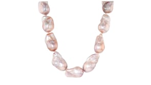 12-15mm Pink Cultured Baroque Pearl Necklace with 18kt Gold Over Sterling