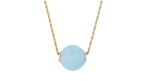 20.00 Carat Milky Aquamarine Bead Pendant in 14kt Yellow Gold