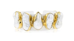 12x21-26mm Cultured Baroque Pearl Bracelet in 18kt Gold Over Sterling