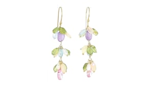 23.50 ct. t.w. Multi-Gemstone Bead Drop Earrings with Opals and 5mm Cultured Pearls in 18kt Gold Over Sterling