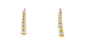Italian 3-6mm Sterling Silver and 18kt Gold Over Sterling Bead Oval Hoop Earrings