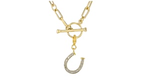 .10 ct. t.w. Diamond Horseshoe Charm in 18kt Gold Over Sterling