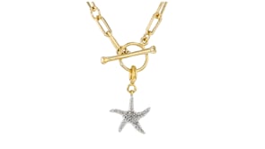 .10 ct. t.w. Diamond Starfish Charm in 18kt Gold Over Sterling