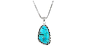 Teardrop Turquoise Pendant Necklace in Sterling Silver