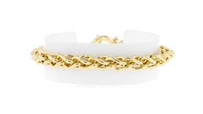 Italian 18kt Gold Over Sterling Round Wheat-Chain Bracelet