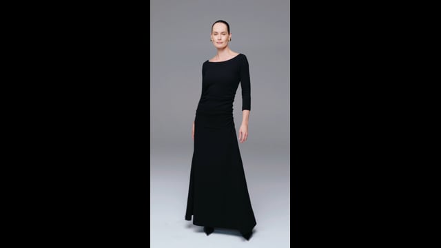 Vestido Drapeado Malha Boucle Preto Paula 