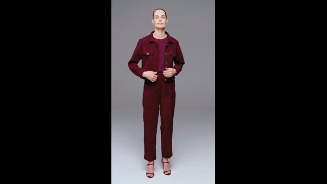 Calça Reta Veludo Cotele Burgundy Flávia