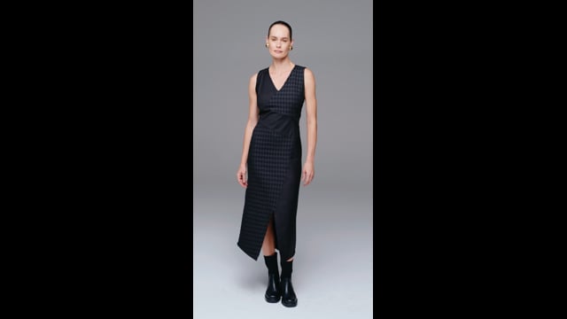 Vestido Jacquard  Pied Coq Preto Flávia