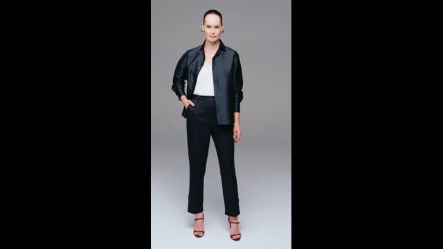 Camisa Tafetá Preta Helena