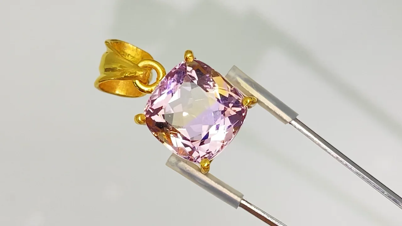 宝石質アメトリン AAA ファセットカットペンダントトップ 18KGP製 NO