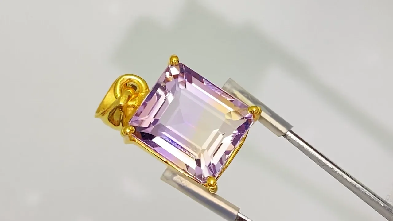 宝石質アメトリン AAA ファセットカットペンダントトップ 18KGP製 NO