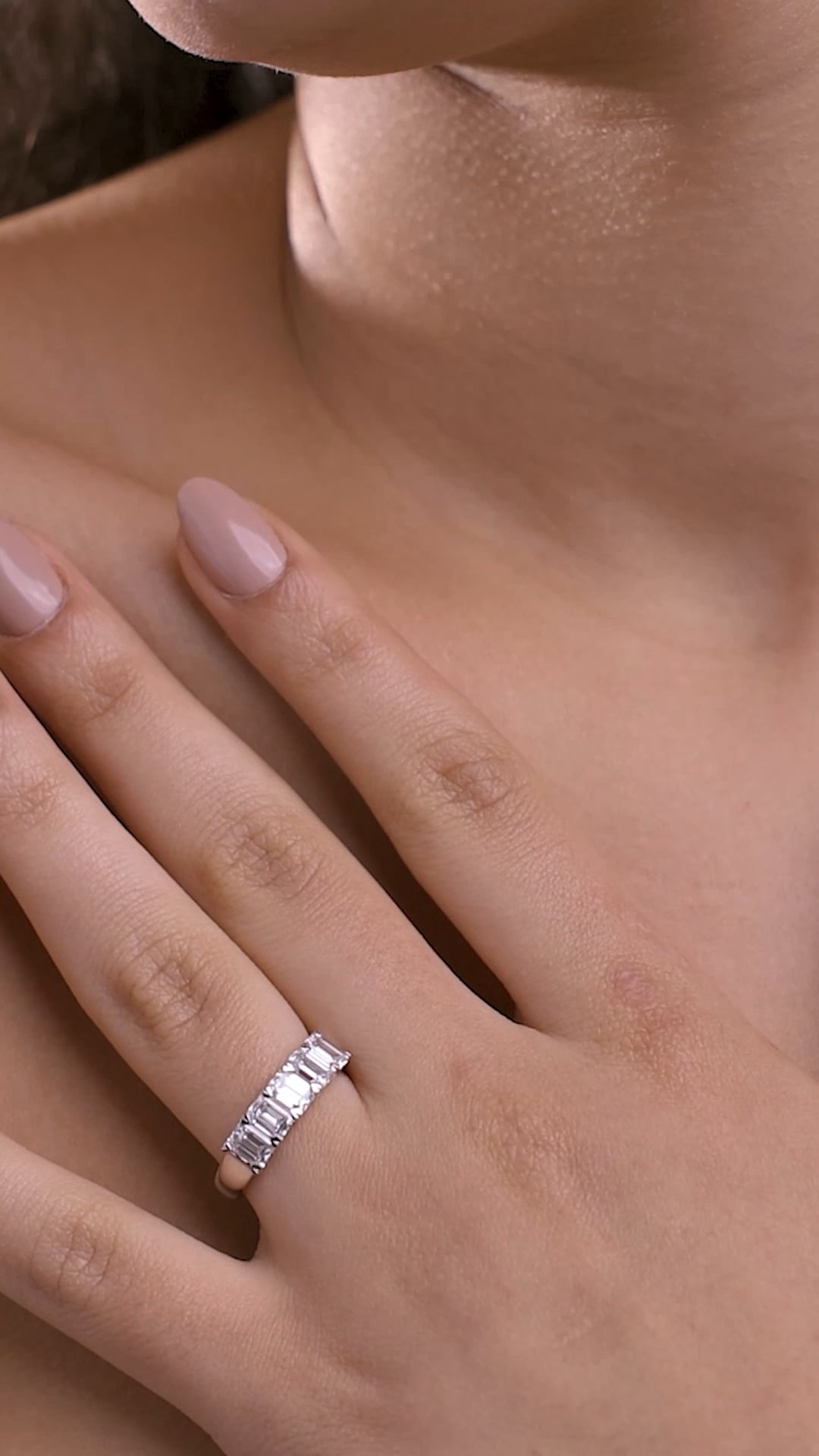 product video 2 for 3 ctw Emerald Lab Grown Diamond Five-Stone Anniversary Band