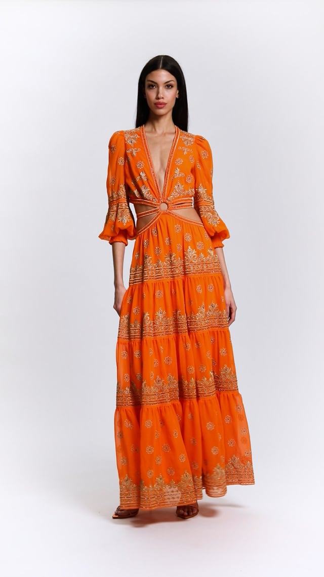 alice + olivia Patrica Embellished Ruffle Maxi Dress, Size 10
