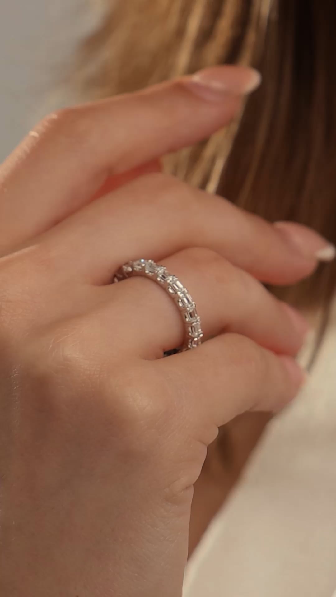 product video 2 for 2 ctw East-West Emerald Lab Grown Diamond Eternity Band - 2.5mm Width