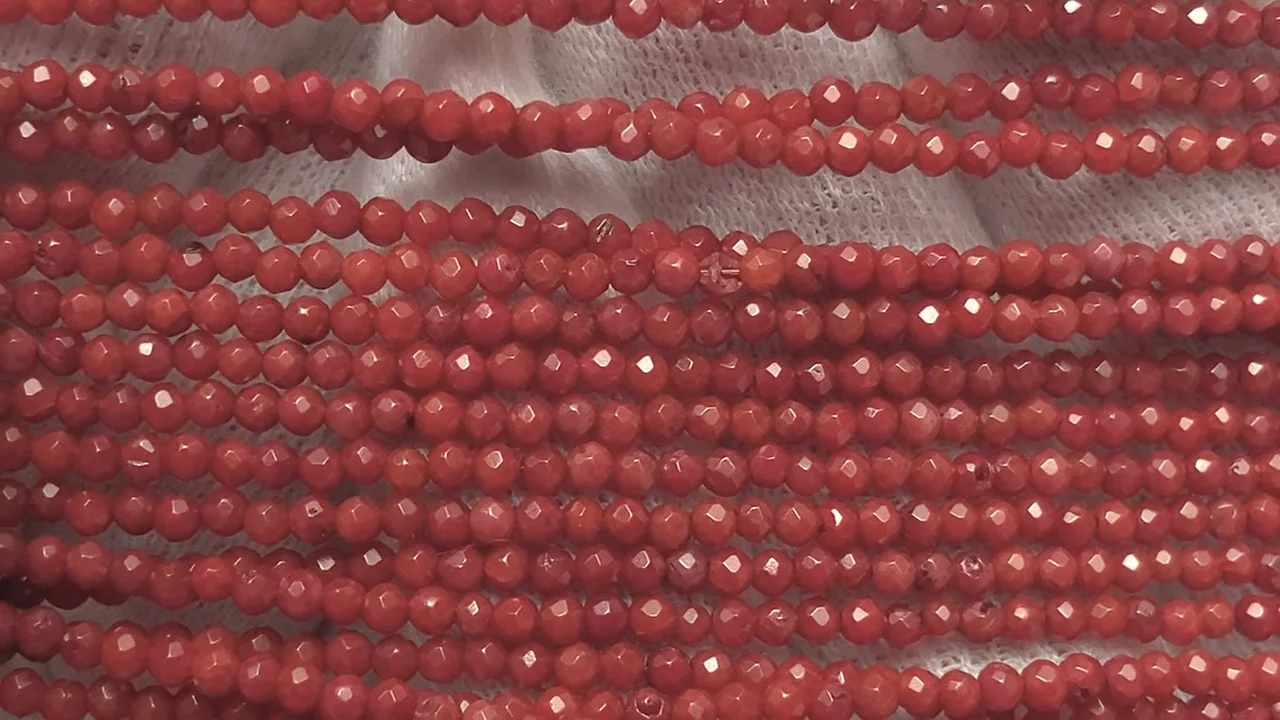レッドコーラル ラウンドカット2mm 1連(ネックレス)｜天然石ビーズの卸
