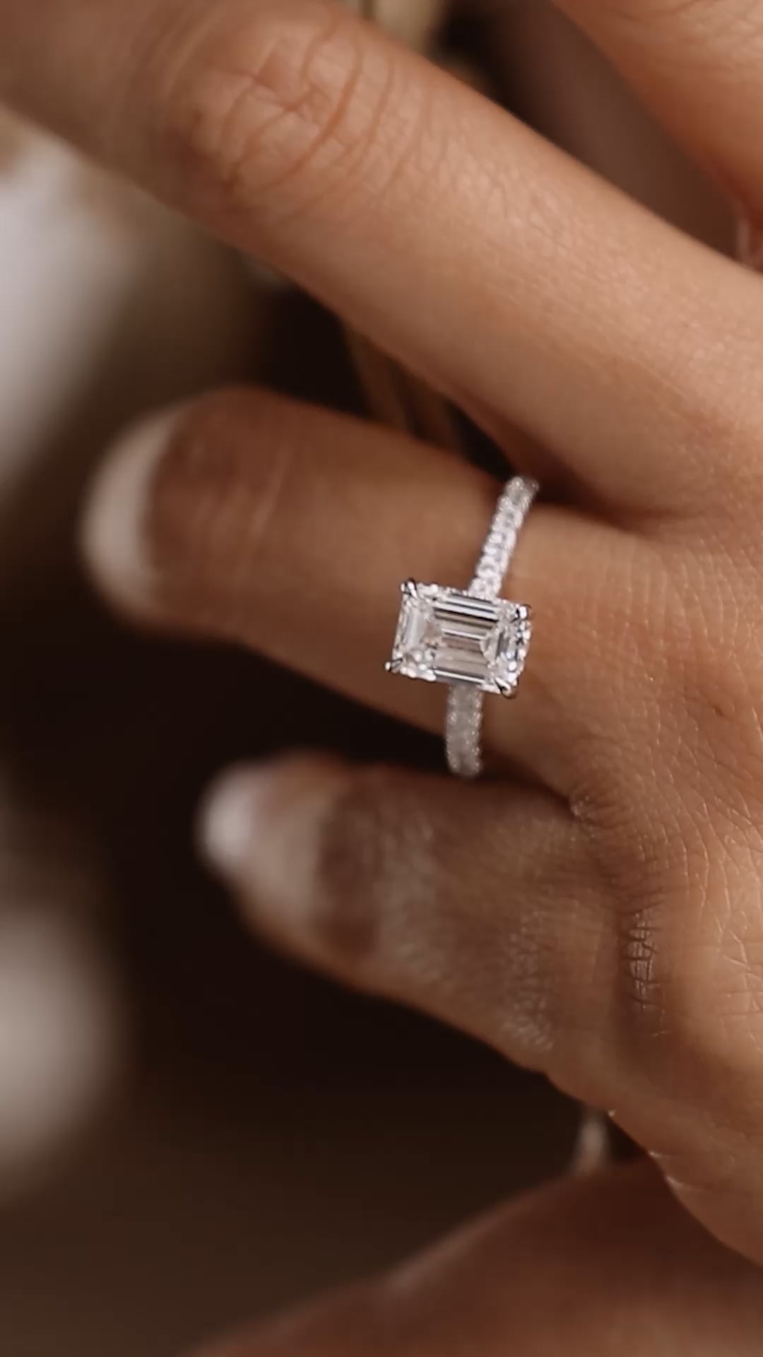 product video 2 for 2 1/2 ctw Emerald Lab Grown Diamond Hidden Halo Engagement Ring