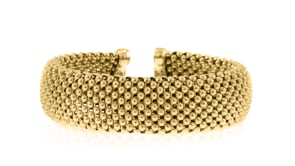 Italian 18kt Gold Over Sterling Popcorn-Chain Mesh Cuff Bracelet