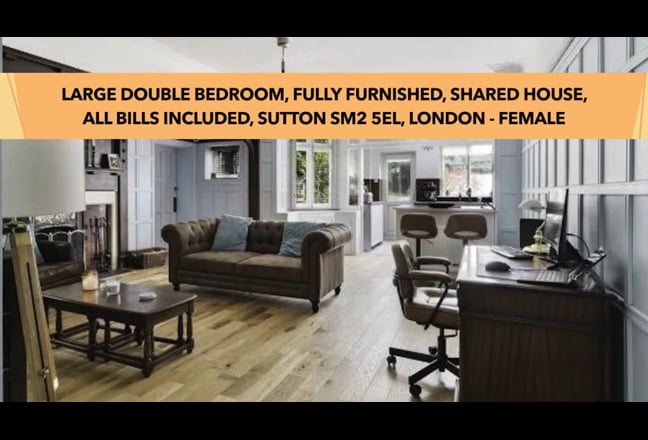 Double Bedroom Fully Furnished All Inc Sutton SM2  Main Photo