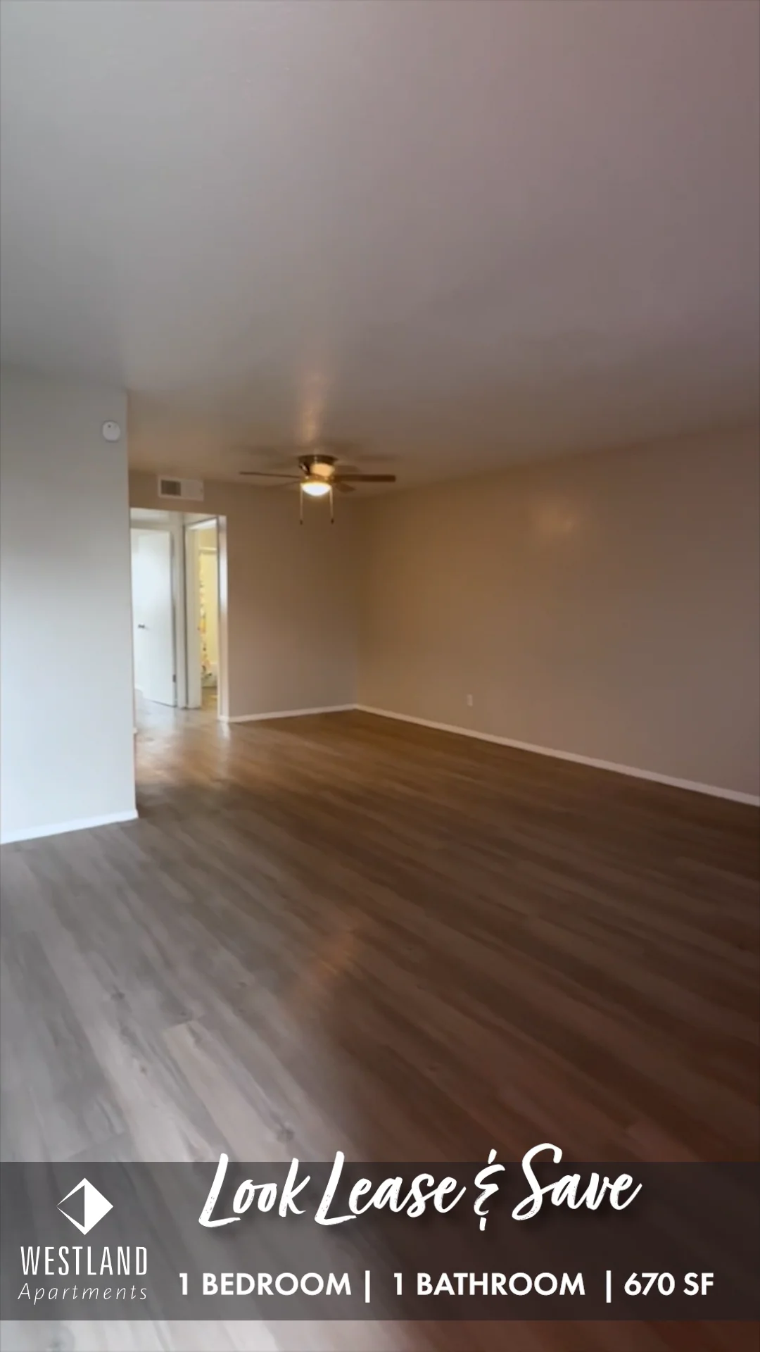 Video Tour of 1 Bedroom 670 SF
