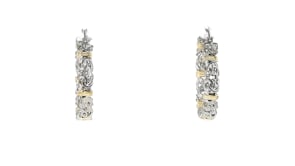 Sterling Silver and 18kt Gold Over Sterling Byzantine Station Hoop Earrings