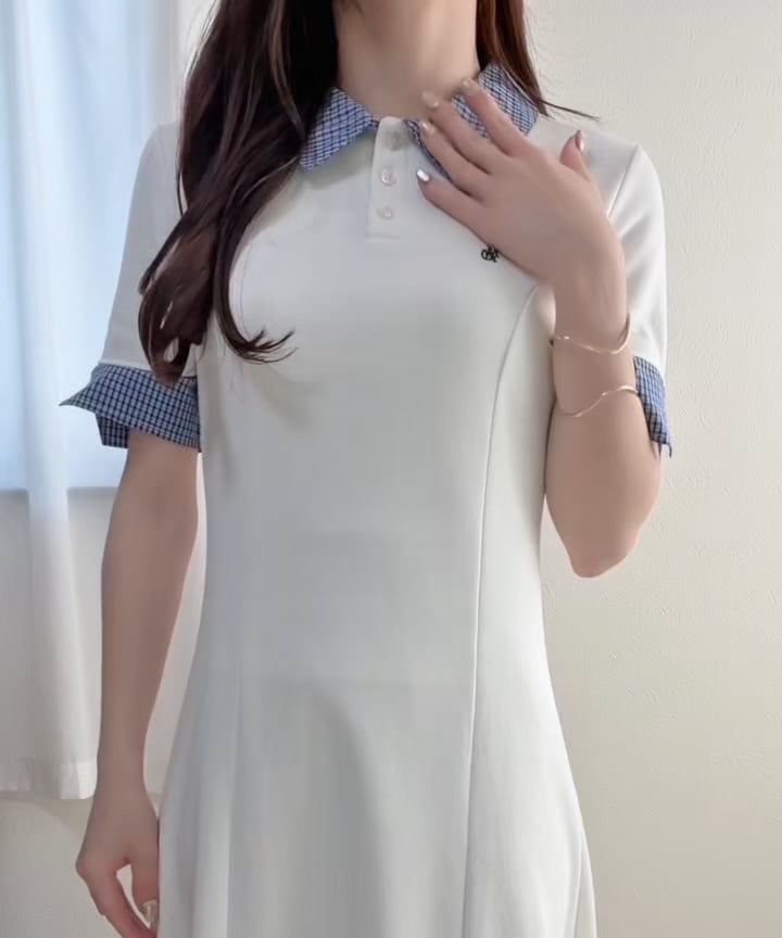 mily bilet】美シルエット。ハーフスリーブポロワンピース mi1329100