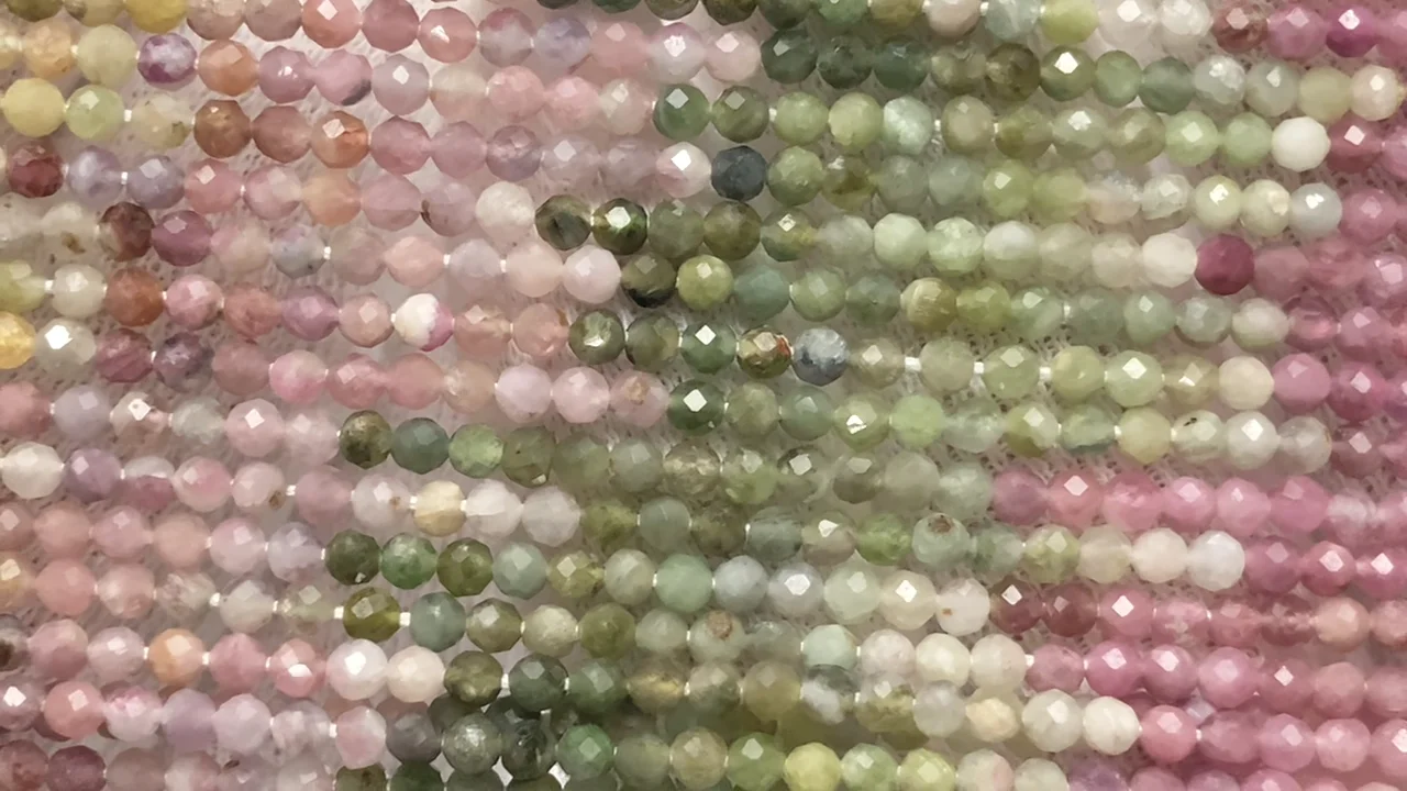 マルチカラートルマリン AA+ 極小ラウンドカット2mm 1連(約30cm