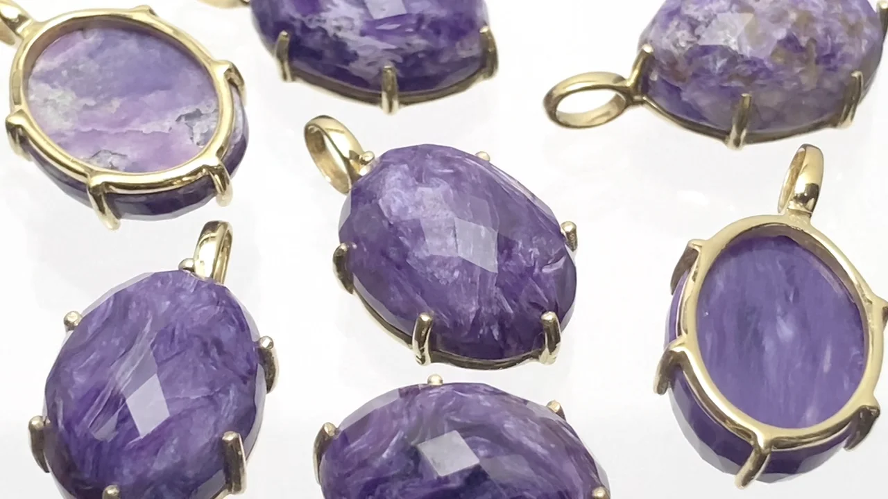 チャロアイト（産地・ロシア） ペンダントトップ16×12mm 18KGP製 1個