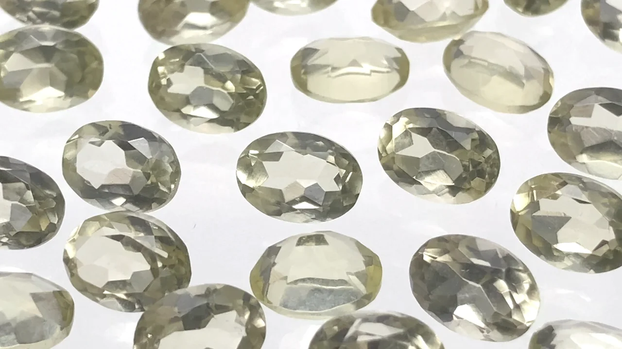 宝石質レモンクォーツ AAA ルース オーバルファセットカット7×5mm 5粒