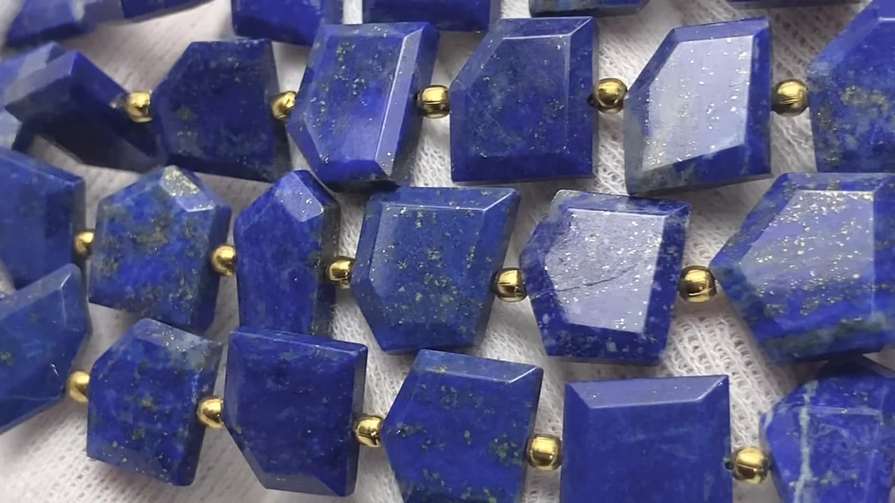 ラピスラズリ ラフスライスカット 1連（15粒）｜天然石ビーズの卸問屋