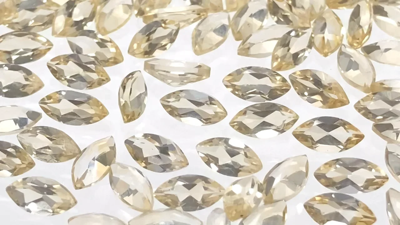 シトリン ルース マーキスファセットカット6×3mm 10粒｜天然石ビーズの