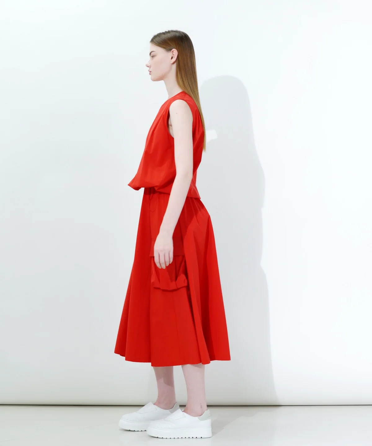ESSENTIAL / ストレッチタフタ レイヤードワンピース DRESS Night