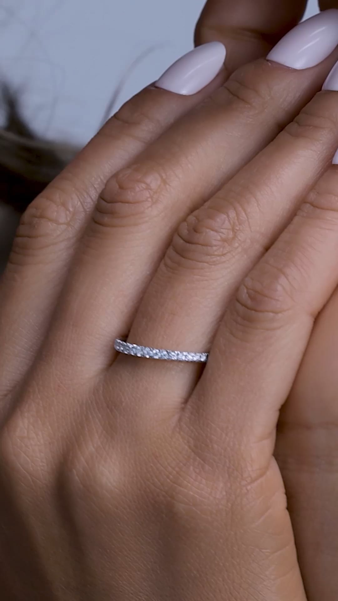 product video 2 for 1/4 ctw Round Lab Grown Diamond French Pave Wedding Band