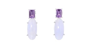 Blue Agate and 2.00 ct. t.w. Amethyst Drop Earrings in Sterling Silver