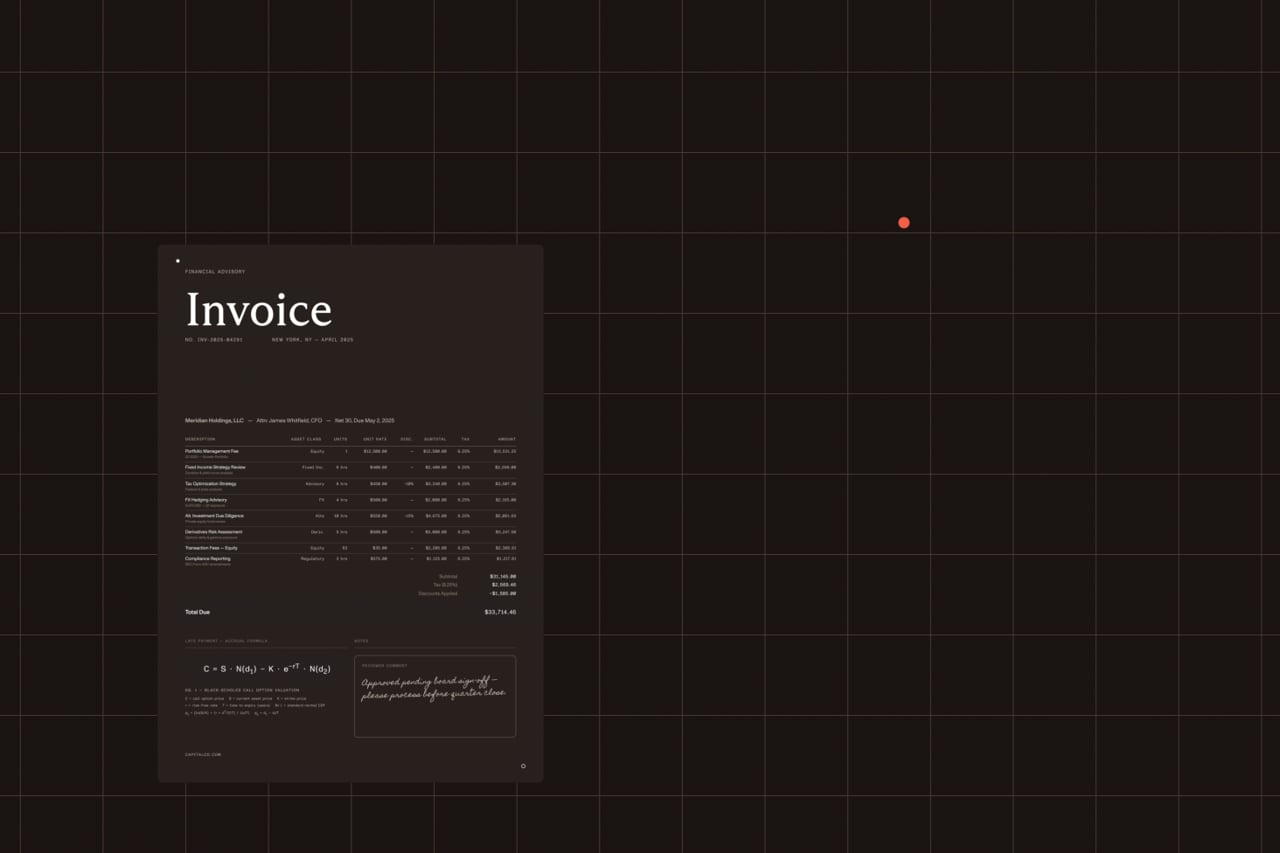 Invoice document transforming into structured JSON output
