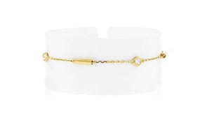Roberto Coin .15 ct. t.w. Bezel-Set Diamond and 18kt Yellow Gold Bar Station Bracelet