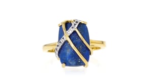 Lapis and .10 ct. t.w. White Topaz Ring in 18kt Gold Over Sterling