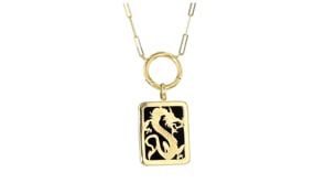Onyx Dragon Charm in 10kt Yellow Gold