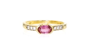 .40 Carat Pink Tourmaline Ring with .10 ct. t.w. White Zircons in 18kt Gold Over Sterling