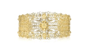 14kt Yellow Gold-Plated Floral Filigree Cuff Bracelet