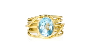 2.70 Carat Sky Blue Topaz Highway Ring in 18kt Gold Over Sterling