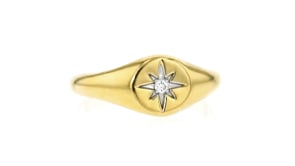 18kt Gold Over Sterling North Star Ring with Single Lab-Grown Diamond