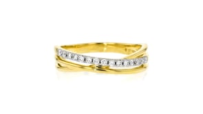 .15 ct. t.w. Lab-Grown Diamond Crisscross Ring in 18kt Gold Over Sterling