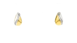 Sterling Silver and 18kt Gold Over Sterling Reversible Curved Earrings with White Topaz